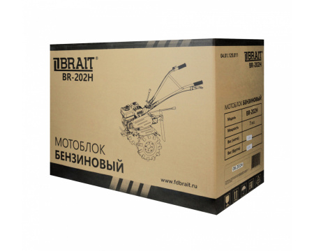 Мотоблок бензиновый Brait BR-202H (170F/7л.с.,2F/1R,95х30см, колеса 4,00х10, вал S23)