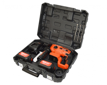 Перфоратор аккумуляторный Brait SDS-plus BCRH22-4DUBL PRO (20В,2х4Ач,4реж,2Дж,бет 22мм), кейс