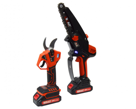 Набор садовый Brait пила цепная аккумуляторная BCCS20NM-2 и секатор аккумуляторный BCP30-2VBL