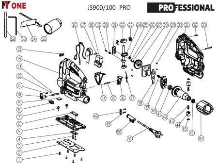Лобзик Number One JS900/100-PRO (900Вт,100/10мм,0-3000ход/мин, SDS зажим,лазер) 2.6кг