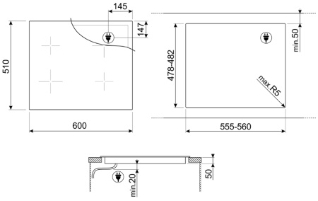 Варочная поверхность индукционная Smeg SIM3644N