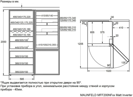 Холодильник Maunfeld MFF200NFW Matt Inverter