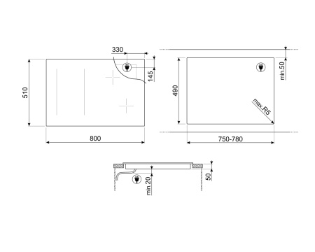 Варочная поверхность индукционная Smeg SI1M24854D