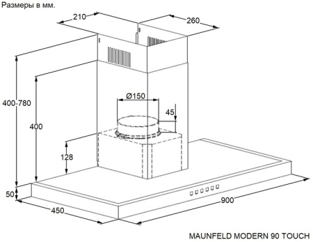 Вытяжка Maunfeld MODERN 90 TOUCH черный