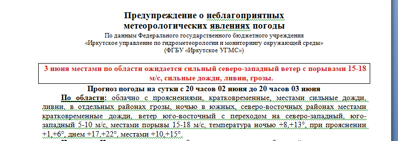 предупреждение по погоде