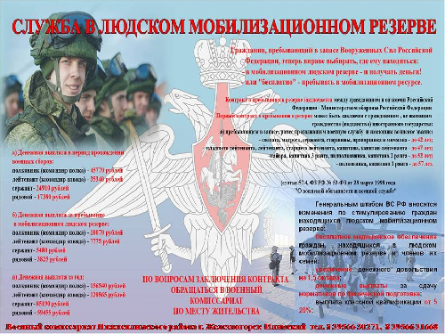 Военный комиссариат Нижнеилимского района Иркутской области проводит отбор граждан, пребывающих в запасе, для заключения контракта о пребывании в мобилизационном людском резерве.