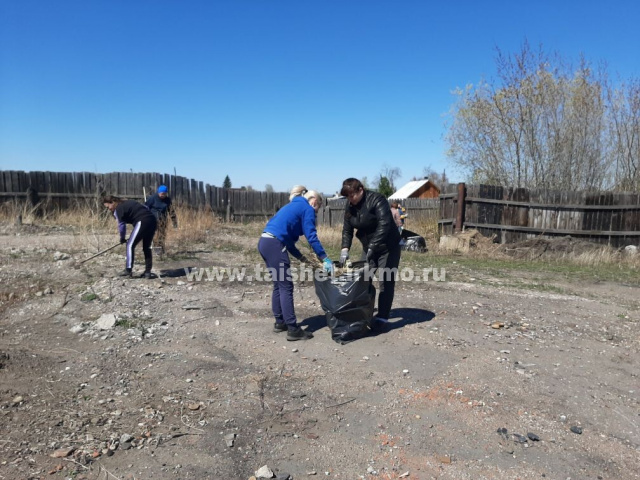 Администрация Тайшетского района поддержала марафон чистоты и вышли  на субботник по уборке территории
