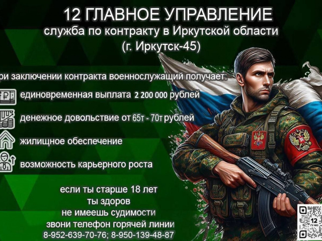 12 Главное Управление Министерства Обороны приглашают Вас на службу по контракту