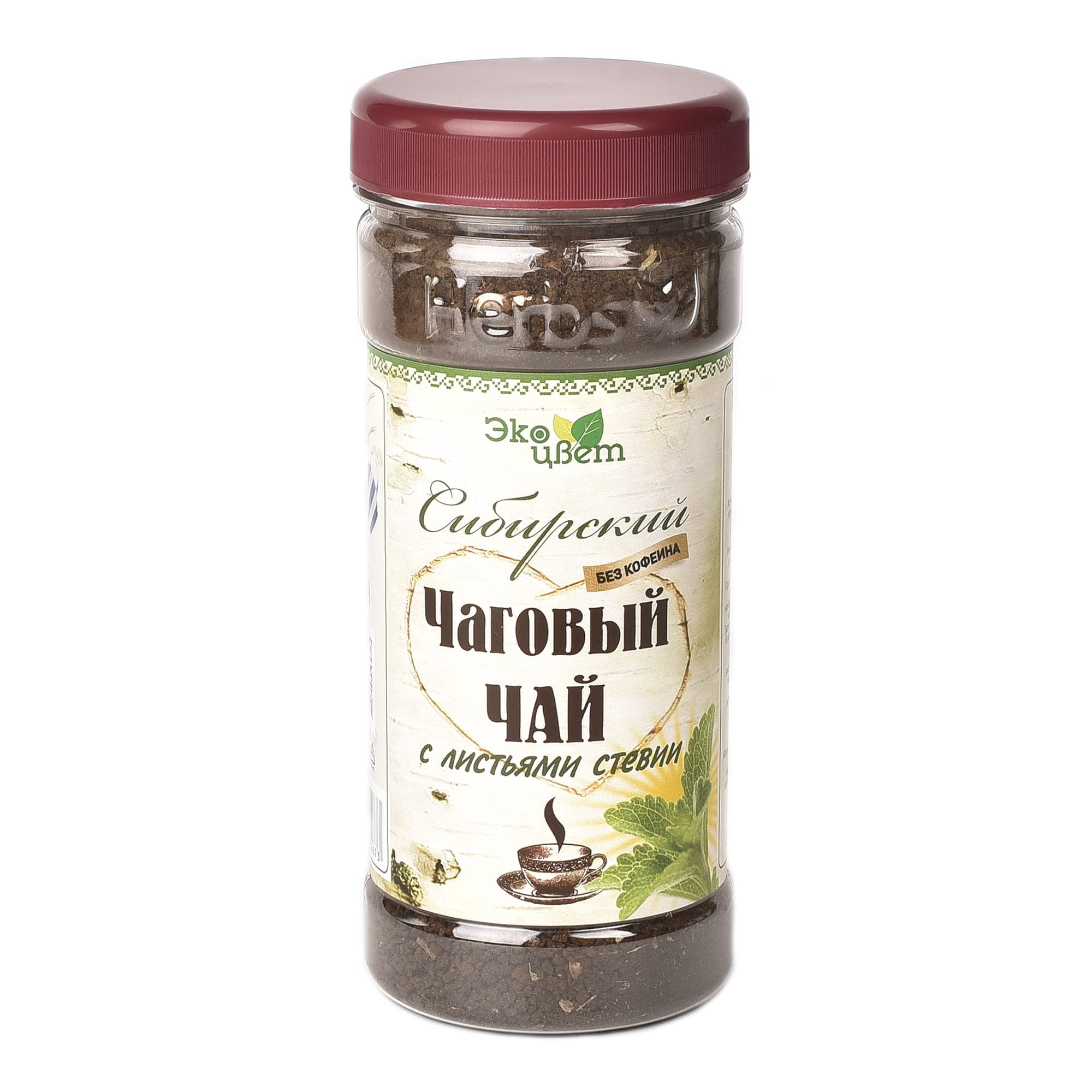 Чаговый чай с листьями стевии «Экоцвет», банка ПЭТ, 90 г