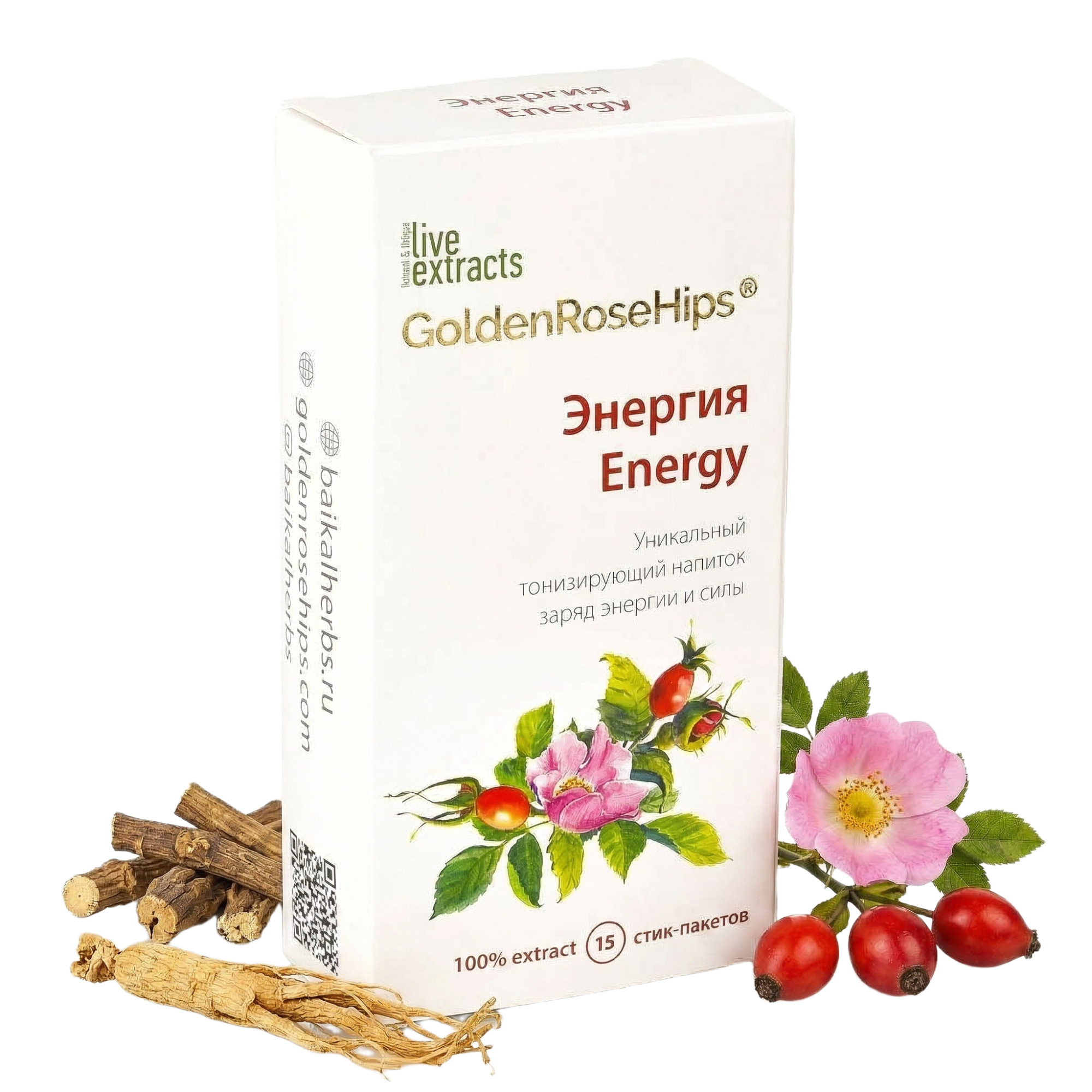 Тонизирующий напиток Энергия «Золотой шиповник», 15 стиков по 1 г