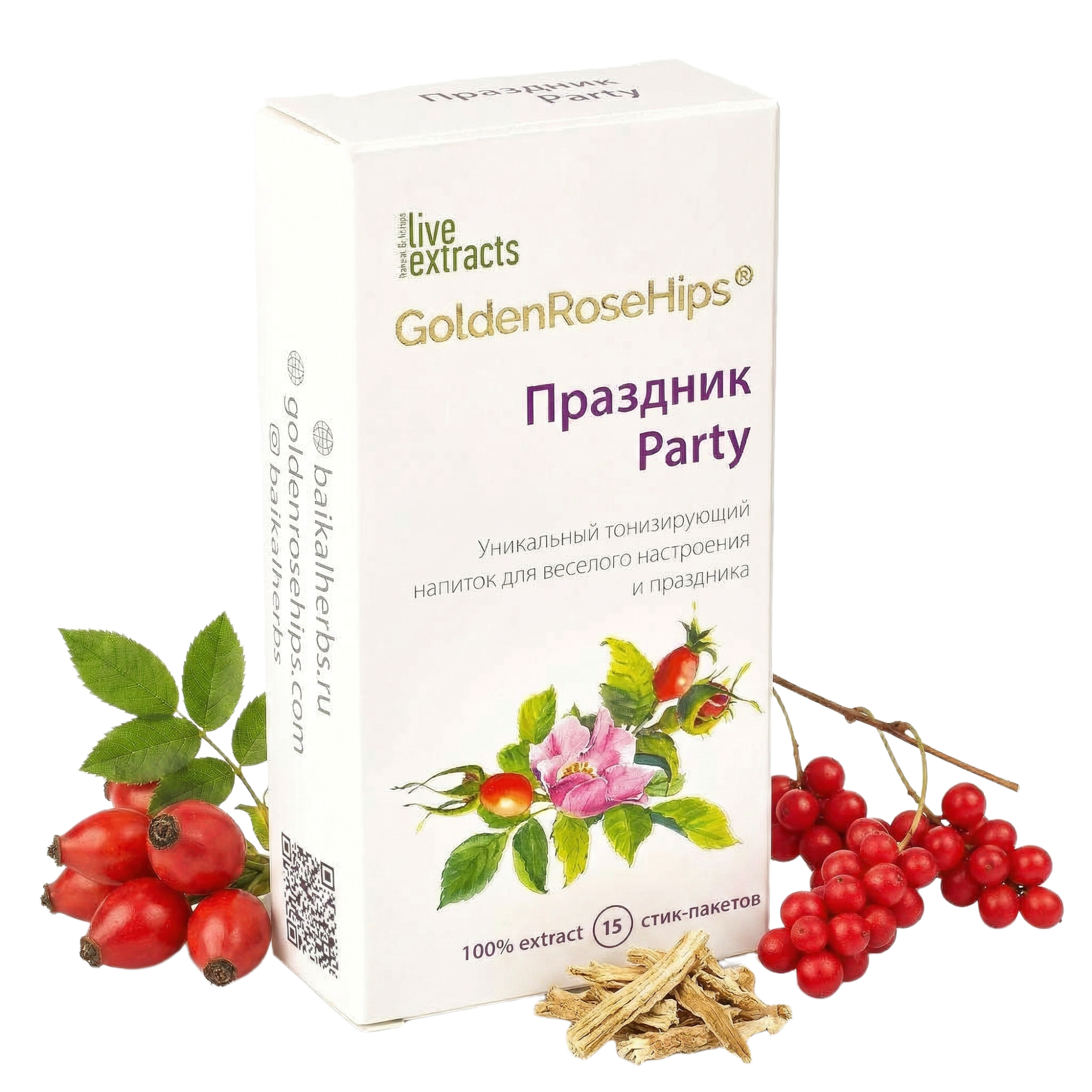 Тонизирующий напиток Праздник «Золотой шиповник», 15 стиков по 1 г