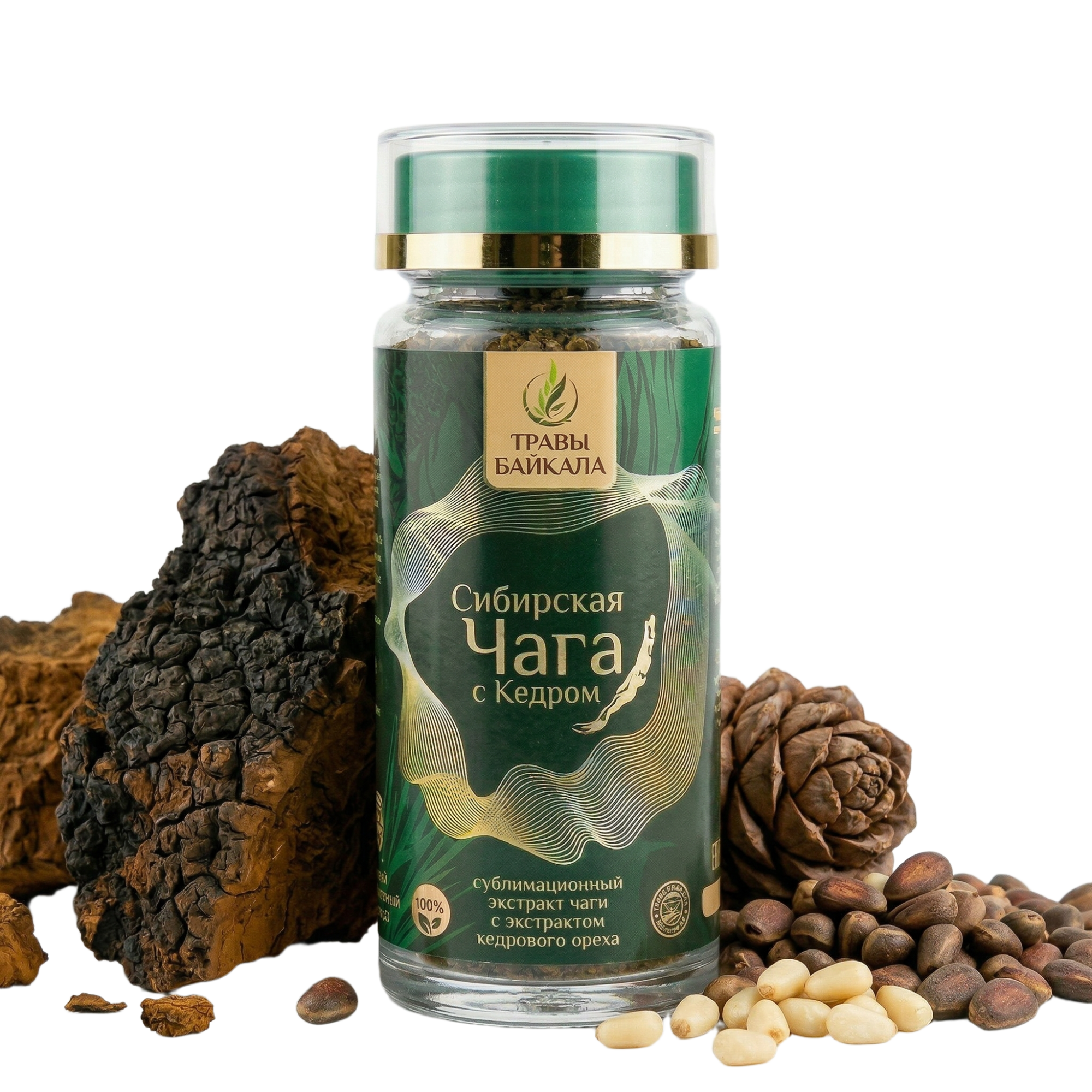 Экстракт чаги «Сибирская чага», с экстрактом скорлупы кедрового ореха, банка акрил, 50 г