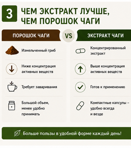 Экстракт чаги «Сибирская чага» в капсулах, 42 кап * 0,4 г., банка акрил