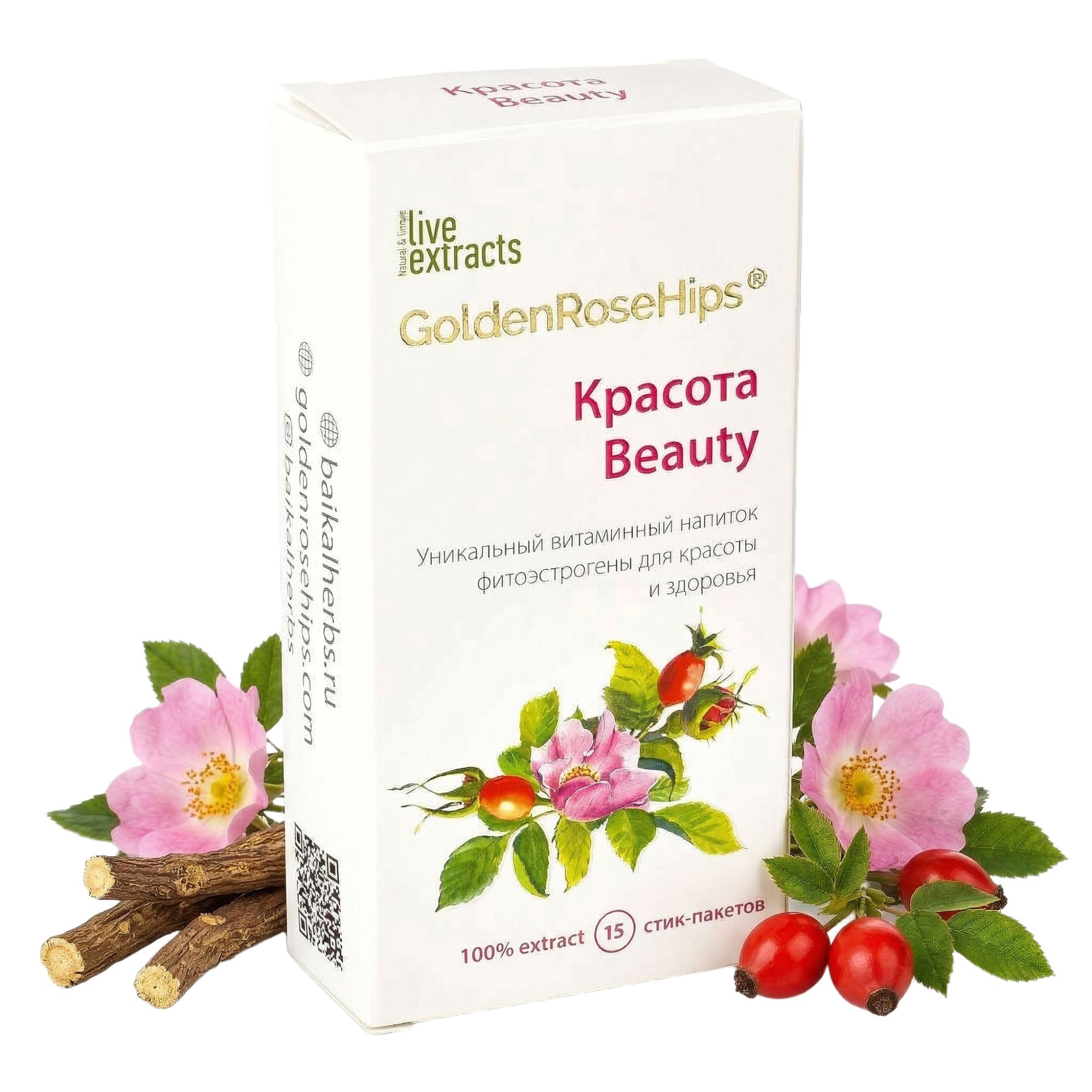 Омолаживающий напиток Красота «Золотой шиповник», 15 стиков по 1 г