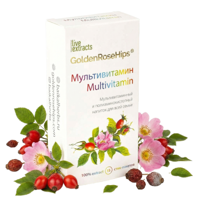 Витаминный напиток Мультивитамин «Золотой шиповник», 15 стиков по 1 г