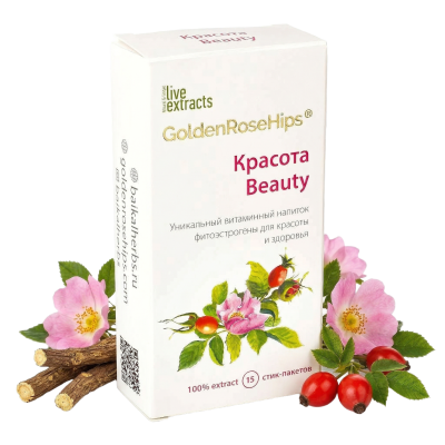 Омолаживающий напиток Красота «Золотой шиповник», 15 стиков по 1 г