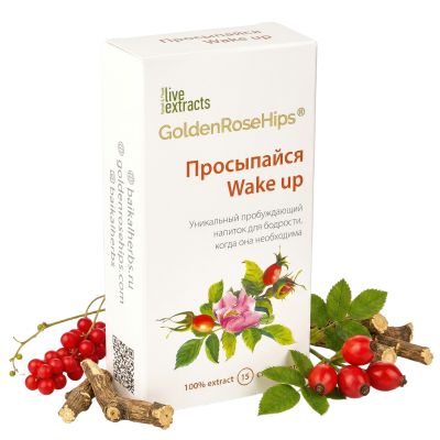 Тонизирующий напиток Просыпайся «Золотой шиповник», 15 стиков по 1 г